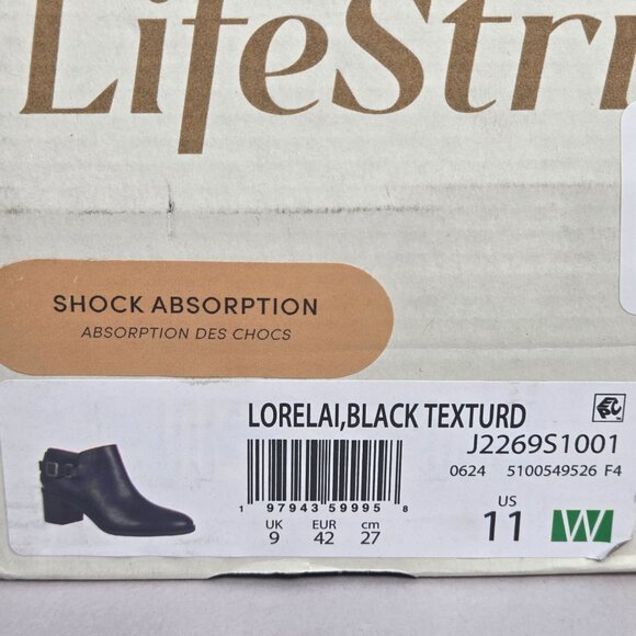 NWT Life Stride Women's Lorelai Block-Heel Black Faux Leather Booties - Picture 7 of 7